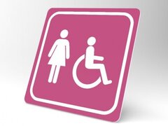 Placuta roz pentru femeie cu persoana cu handicap